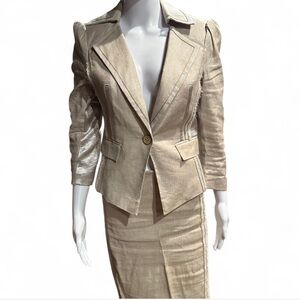 Bebe Tan Suit… jacket size 8 skirt size 6